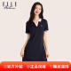 ELLE ACTIVE百搭撞色翻领连衣裙夏季时尚气质简约运动休闲舒适透气T恤裙女 藏青色 L