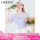 lagogo拉谷谷减龄紫色圆领T恤女2024年夏季新款时尚简约字母短袖 浅紫色(Q6) L
