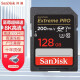 闪迪（SanDisk）SD卡高速内存卡4K高清单反相机专用闪存卡高速连拍存储卡大卡U3 【SD至尊超极速】128G 200M/s 高速储存卡
