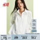 H&M女装衬衫2024春季新款时尚休闲舒适简约刺绣棉质上衣1227613 白色 155/80 XS