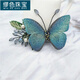 缪色（MiU Se）边卡侧卡鸭嘴夹高端刺绣蝴蝶发夹超仙发饰女小众复古盘发头饰 蓝色  A21-307