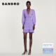 SANDRO女装收腰V领多巴胺镂空紫色短款连衣裙SFPRO02739 90/紫色 36