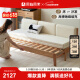原始原素 实木沙发床两用小户型客厅多功能经济型双人可折叠A5065 沙发床含垫-米白色 原木色