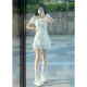 芭雅莲短袖连衣裙女春夏季2024新款法式甜美感气质收腰小个子短裙子 白色 S