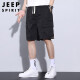 吉普（JEEP）短裤男2023夏季工装休闲裤宽松五分沙滩裤男士五分裤 黑色 XL 