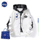 NASA LIKE官方潮牌外套男秋春季假两件夹克男士棒球服宽松情侣加绒学生上衣 白色 XL（建议120-140斤）