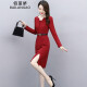 佰蓝娇2023春秋季女装新款时尚洋气质修身显瘦小个子长袖连衣裙包臀裙子 红色 XL