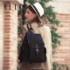 ELLE法国女士双肩包旅游出行女包包 时尚旅行女背包 黑色 S码