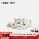 Teenmix/天美意凉鞋女夏一字带2022夏新款商场同款珍珠草莓休闲CC853BL2 米色 36