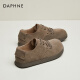 达芙妮（DAPHNE）勃肯鞋女一脚蹬豆豆鞋2024春季新款日系小皮鞋复古平底鞋 卡其色 2cm 37 标准码