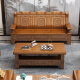 中酷 实木沙发三人位红椿木沙发中式现代实木客厅沙发仿古木质沙发 三人位+长茶几【胡桃色】
