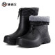 捷诺立（JNL）棉雨靴男士加绒低筒雨鞋劳保防水鞋子保暖黑色42码 Y51032