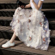 陆际（LUJI）半身裙香港潮牌夏新学生中长款裙子立体花朵沙滩裙显瘦仙女裙时尚 乳白色 均码 75CM长度