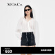 MO&Co.棉麻混纺轻薄透感捏褶极简风宽松法式衬衫上衣设计感小众 本白色 M/165