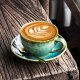 器物集 拿铁咖啡杯陶瓷窑变复古咖啡杯碟套装拉花杯高档精致卡布杯300ml 翡翠绿300ml-咖啡杯碟+勺子
