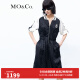 MO&Co.米奇系列含桑蚕丝美式球衣风收腰洋气连衣裙气质裙子女 黑色 XS/155