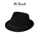 Mr DUCK手工制作全羊毛爵士礼帽男绅士帽 小牛皮织带藏族毡帽冬季帽子男 MW368177-黑色（100%澳洲羊毛） M（适合55-58cm头围）