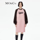 MO&Co.2023冬新品美式复古插肩袖宽松印花连衣裙MBC4DRST16 水晶粉色 L/170