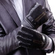 GLO-STORY手套男 加厚防寒保暖针织拼接皮手套MST744014 黑色