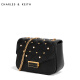 CHARLES&KEITH小方包CK2-80780500法式风情菱格珍珠装饰单肩包手提包 黑色