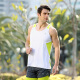 力为（Leevy）运动背心男跑步速干 夏季无袖运动t恤 宽松透气健身服上衣 白色/荧光绿 2XL
