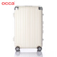 occa/鸥卡新款纯PC旅行箱女铝镁合金包角拉杆箱万向轮奶咖色行李箱子 奶油白 25英寸 （3锁扣）