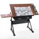 施豪特斯绘画桌电脑桌美术桌绘画桌书桌学习写字桌可升降可选实木1801 实木咖啡色(无凳)