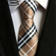 OMAX男士苏格兰领带商务休闲正装条纹小领带新郎婚礼结婚庆典条纹手打宽领带8公分多色可选 S-02香槟格