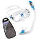 意大利 CRESSI儿童浮潜潜水 游泳面镜 潜水镜全干式呼吸管 装备套装 透明蓝色