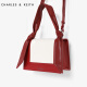 CHARLES&KEITH女包CK2-50780523欧美风绳结装饰拼接时尚单肩包手提包 红色