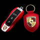 尚浩 保时捷卡宴钥匙包 帕拉梅拉 Macan汽车保时捷钥匙套遥控保护壳 红色(钥匙壳+钥匙扣)一套