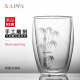 NAPPA手工雕刻玻璃杯双层杯水杯果汁杯咖啡杯家用高档杯子350ML 竹