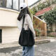 奥提拉（AOTTLA）单肩包女包新款韩版休闲学院风学生简约时尚帆布包购物手提包袋 黑色