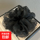 韩版点钻百搭大肠发圈黑色气质复古简约网纱纯色优雅法式超仙发饰 蕾丝黑钻发圈