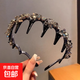 波浪水晶发饰女时尚新款带齿防滑发箍甜美轻奢高颅顶水钻头饰 灰色 1个