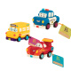 比乐B.Toys玩具车惯性发条回力车婴幼儿童速度组校车赛车警车3个装新年礼物