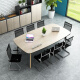 曲森（QUSEN） 办公会议桌长条椭圆形桌 简约现代小型工作接待洽谈培训室桌子4-6-8人桌椅组合 长2.4米宽1.2米高0.75米+8把图片椅子