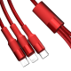 浩酷（HOCO）X26一拖三充电数据线苹果安卓typec三合一充电线苹果华为小米vivoppo通用 三合一数据线 大红