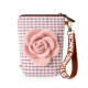 甜美小包包女韩版少女帆布手提包学生迷你零钱手机包 玫瑰花手机包-粉色