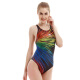 英发(YINGFA)女士游泳衣数码印花连体三角女竞速型比赛训练无胸垫968 968图色 XL