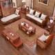 藤妃 红色藤沙发 中式客厅沙发套装 红色实木沙发组合 3+1+贵+茶几+角几