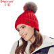 卡蒙（kenmont)秋冬天帽子女韩国潮粗毛线帽纯色大球球针织帽护耳套头帽1710 红色 58cm