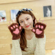 士丹熊（SHIDANXIONG）韩版半指可爱卡通手套女秋冬学生爪子情侣手套保暖加厚毛绒女手套 咖啡色