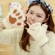 士丹熊（SHIDANXIONG）韩版半指可爱卡通手套女秋冬学生爪子情侣手套保暖加厚毛绒女手套 米色