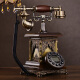 安斯艾尔 仿古电话机欧式老式复古电话机时尚创意家用座机实木奢华 插线-来显背光免提皮线