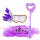 公主舞会面具 蕾丝半脸面具女儿童节日装扮化妆服装饰品玩具 紫色面具+发光头纱+爱心发光棒