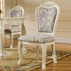 艾米河 欧式餐椅实木雕花布艺椅子白色布艺扶手椅 美式休闲布艺软坐咖啡椅 无扶手椅