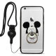 cance1 挂在脖子上的手机壳保护套带指环支架挂绳外壳适用于iPhone7/7Plus 黑框米老鼠-(苹果7)4.7英寸