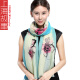 上海故事羊毛围巾女士秋冬季保暖纯色印花披肩 177007 188021蓝色