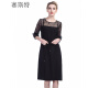 赛斯特女装夏季新款七分袖中长款连衣裙 W0622 黑色 CXL(170/100)